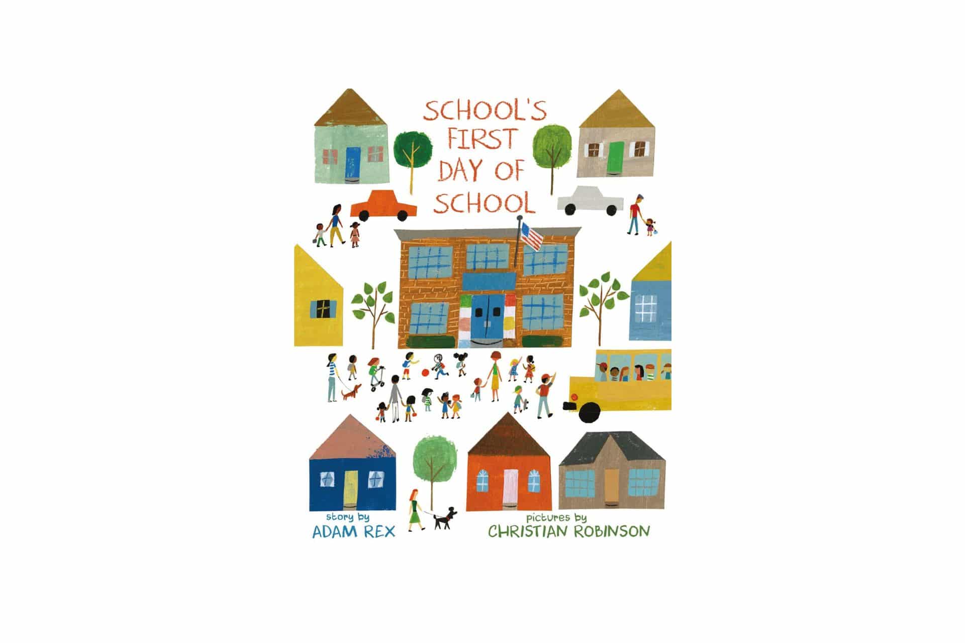 Book cover with cute illustrations of buildings