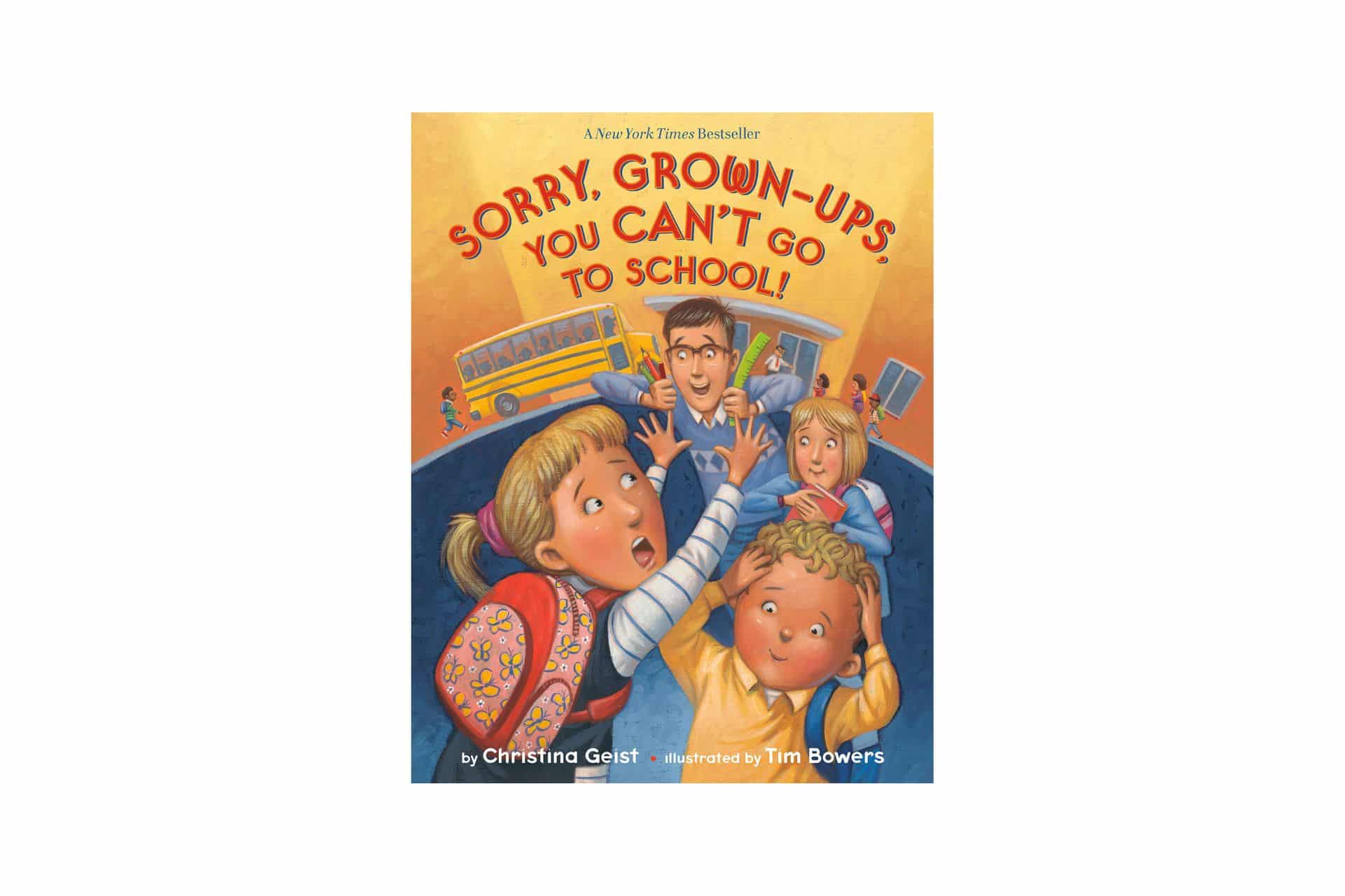 book cover with a family all clamouring to attend school