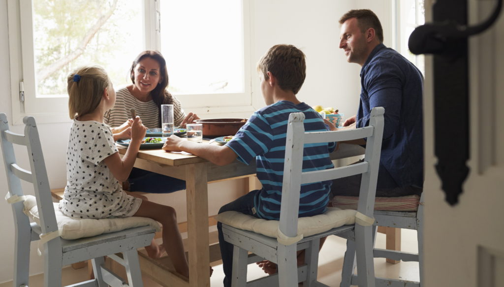 family eating at a table