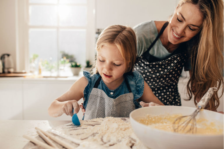mother and daughter baking