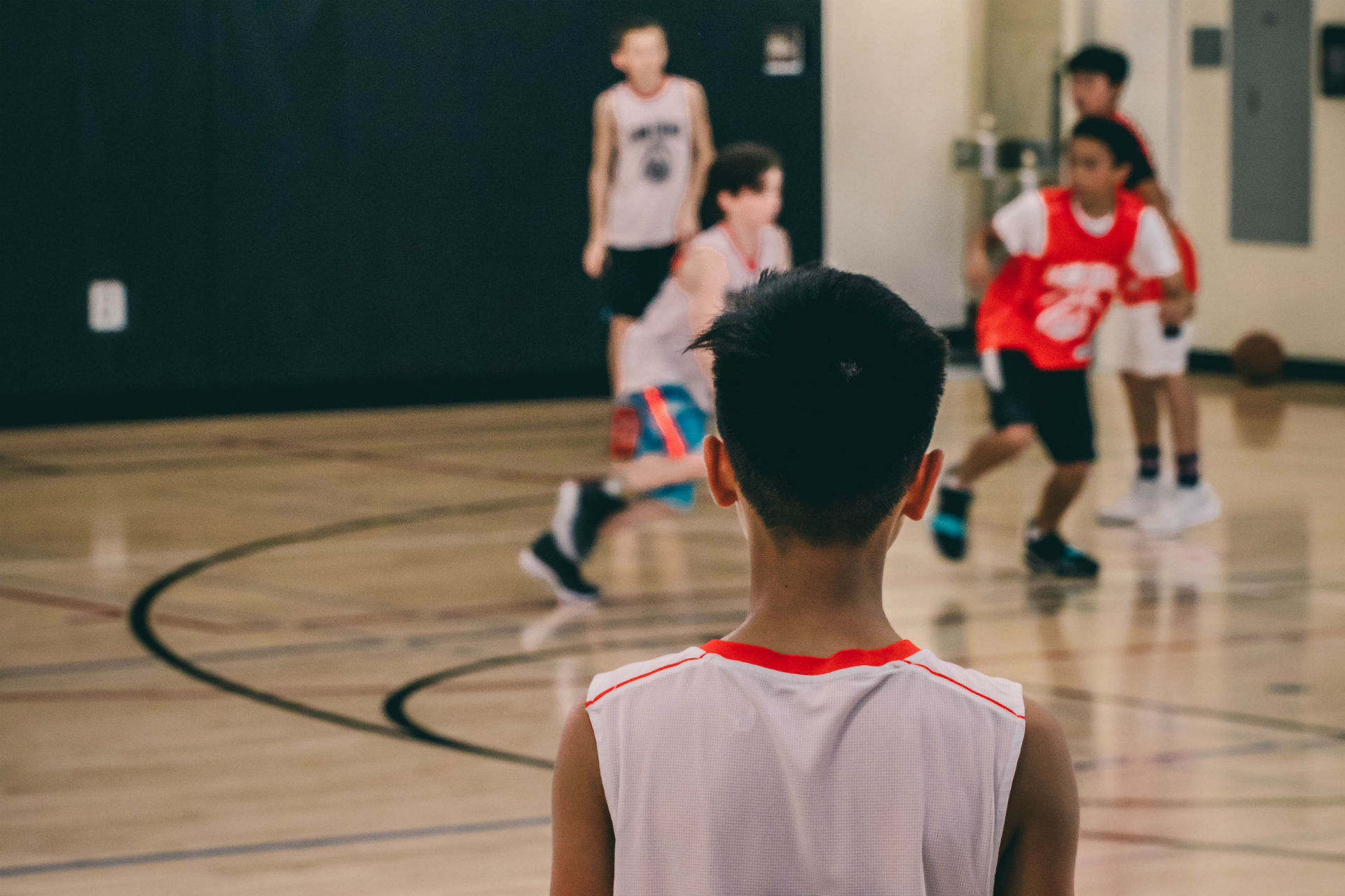 Kids on the basketball court