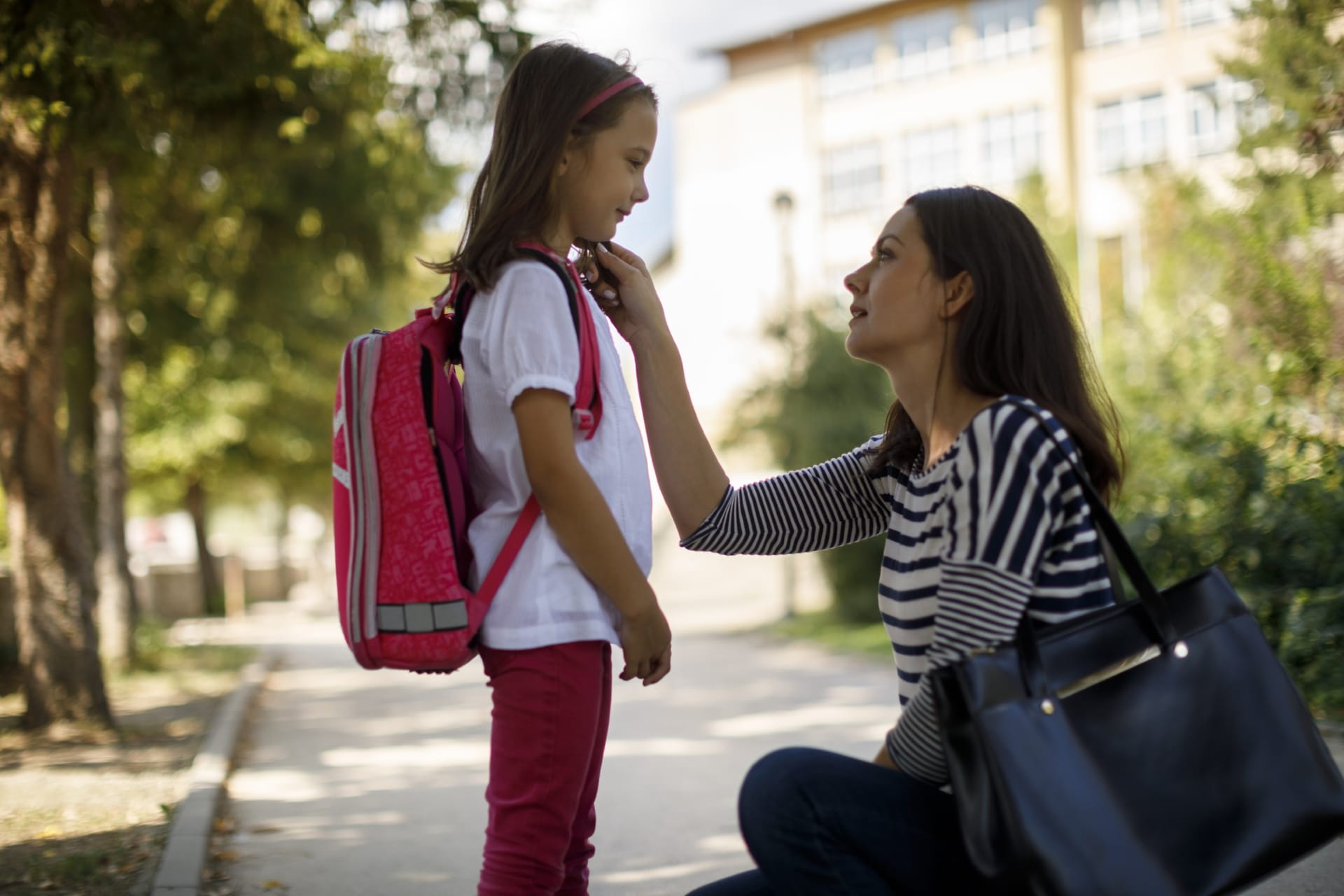 mother and daughter ready for school