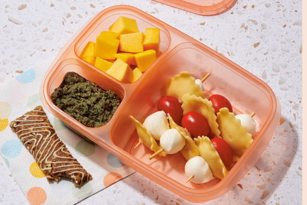 Ravioli skewer lunch for kids