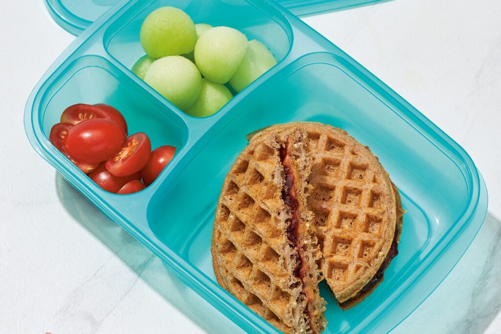 Waffle sandwich in a bento box