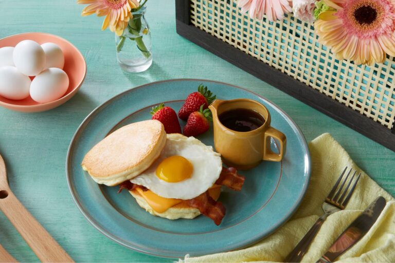 Japanese Pancake Sandwiches sit on a breakfast spread
