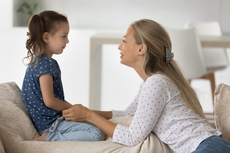 Mother and daughter learning emotional regulation today